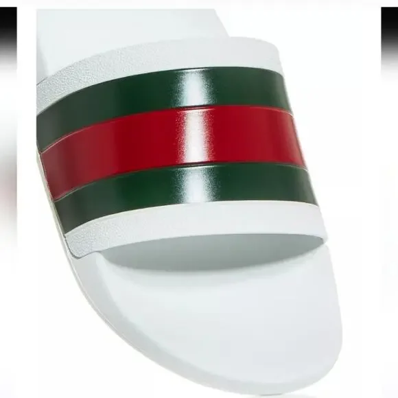 NWT$400 GUCCI Signature Pursuit 72 Stripe Slip-on Slide Sandals Sz 10G (10.5-11) - Picture 4 of 16